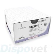 Hechtdraad Vicryl Plus (V647E, USP 1, 3 x 45cm), 24 stuks | Ethicon